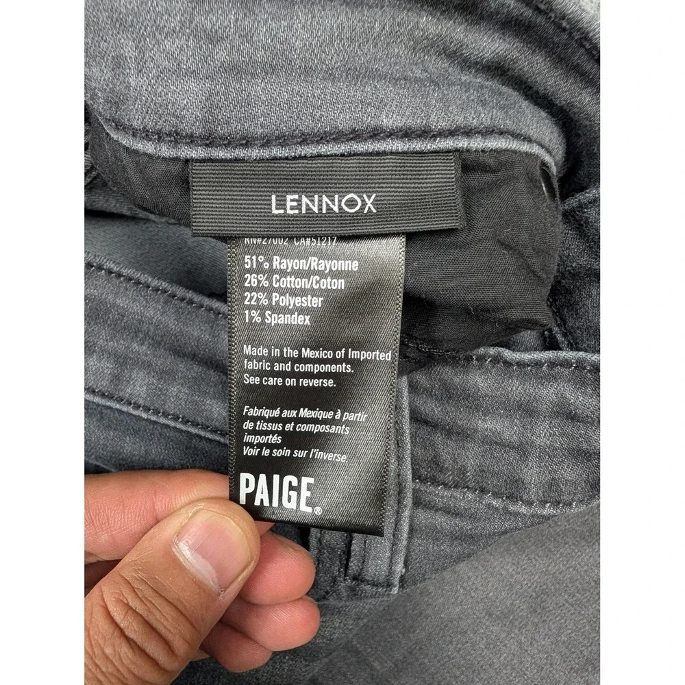 Paige Lennox Jeans Mens 32x26 Gray Charcoal Wash Slim Taper Stretch Denim Pants